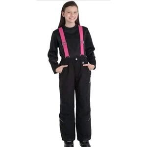 Gerry girls snow Ski pants size XS extra small 5 / 6 suspenders FLAW Black Pink